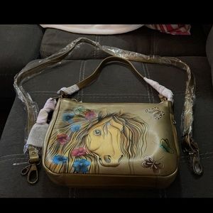 Anuschka Hand Painted Leather Zip-Around Crossbody
